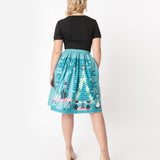 Unique Vintage Jayne Swing Skirt Jazz Cat