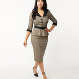 Unique Vintage Cooper Dress Beige Plaid