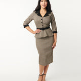 Unique Vintage Cooper Dress Beige Plaid