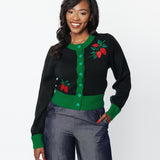 Unique Vintage Black & Green Strawberry Cardigan