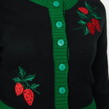 Unique Vintage Black & Green Strawberry Cardigan