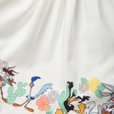 Unique Vintage x Looney Tunes White & Character Border Print Alexis Swing Dress