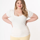 Unique Vintage Grease Patty Top White