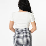 Unique Vintage Grease Patty Top White
