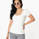 Unique Vintage Grease Patty Top White