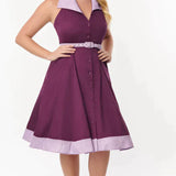 Unique Vintage x Jetsons Jane Halter Swing Dress Purple