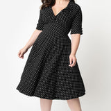 Unique vintage Delores White Dot Dress