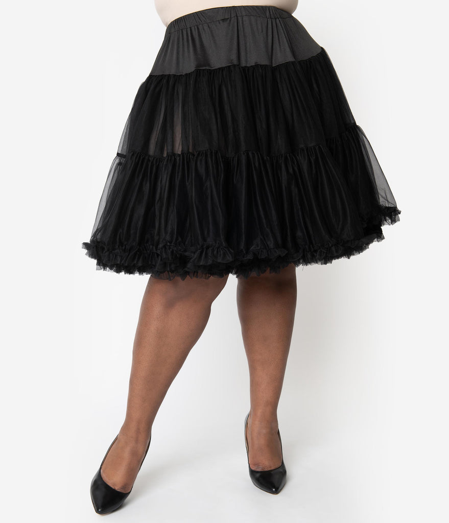 Black ruffle hotsell petticoat skirt