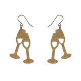 Erstwilder Champagne Flute Glitter Drop Earrings - Gold