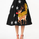 Unique Vintage Rudolph Soda Shop Swing Skirt Black