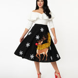 Unique Vintage Rudolph Soda Shop Swing Skirt Black