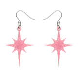 Erstwilder Atomic Star Glitter Drop Earrings - pink