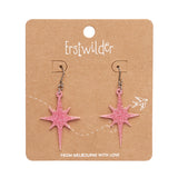 Erstwilder Atomic Star Glitter Drop Earrings - pink