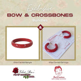 Bow & Crossbones - Elise Carved Bangle & Earrings Bundle in Cherry Red