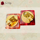 True Vintage Clip Earrings - Retro Orange Domino's style