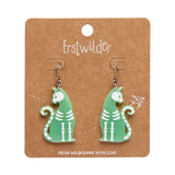 Erstwilder Bone Kitty Drop Earrings - Glow in the Dark