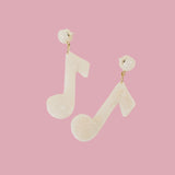 Bow & Crossbones Dolly Music Note Earrings Pearl