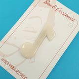 Bow & Crossbones Dolly Music Note Brooch Pearl
